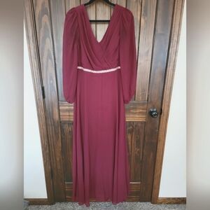 Ever Pretty A line Burgandy Chiffon Dress